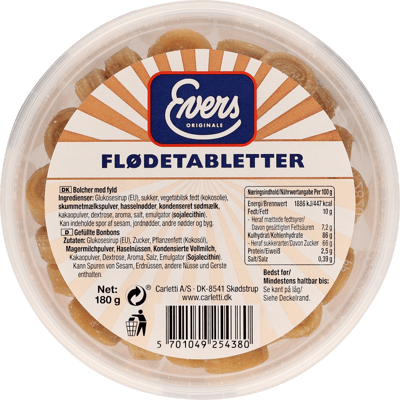 Evers Flødetabletter 180g bøtte
