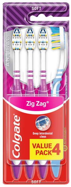 Colgate Zig-Zag 4-pak Antibac Soft Tandbørste