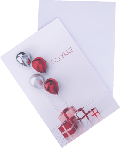 Kort M Kuvert Balloner + gav Blå