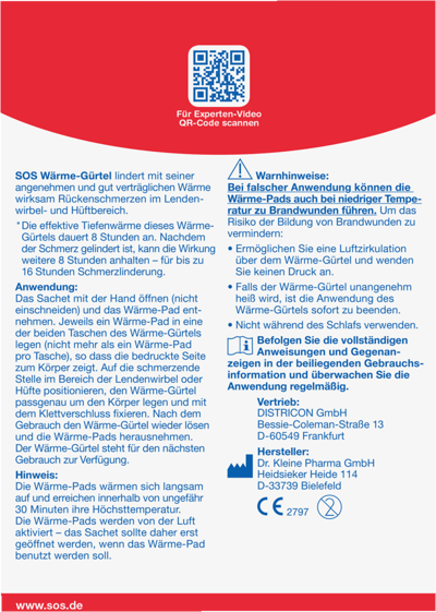 Varmebælte sos m 4 varme tampoane