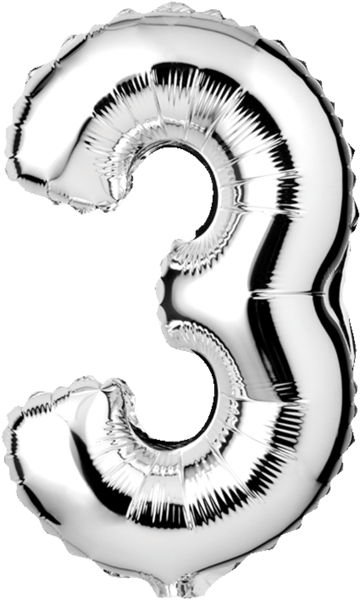 Folieballon nr 3 Sølv 1 stk H60 cm