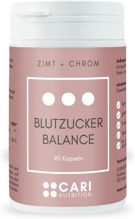 EQUILIBRIO DEGLI ZUCCHERI NEL SANGUE | 90 capsule di cannella con cromo | resistenza all'insulina e regolazione dello zucchero nel sangue | vegano e prodotto in Germania