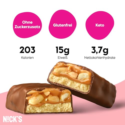 Nicks Protein Bar Mix, Keto Protein Bars Low Carb Snacks bez přidaného cukru, bez lepku | 15g protein s kolagenem (9 proteinových tyčí x 50g)