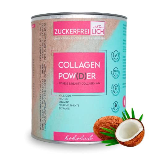 Zuckerfreilich Collagen Pulver Kokos 240G Ohne Zucker, Kollagen MIT Vitaminen, Zuckerfreies Protein und Spurerenelemenn, Hochdosiert MIT 7.000 mg Kollagenhydrolysasat Pro část