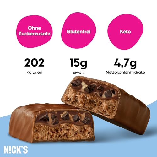 Nicks Protein Bar Mix, Keto Protein Bars Low Carb Snacks bez přidaného cukru, bez lepku | 15g protein s kolagenem (9 proteinových tyčí x 50g)