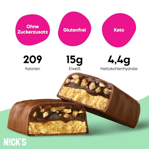 Nicks Protein Bar Mix, Keto Protein Bars Low Carb Snacks bez přidaného cukru, bez lepku | 15g protein s kolagenem (9 proteinových tyčí x 50g)