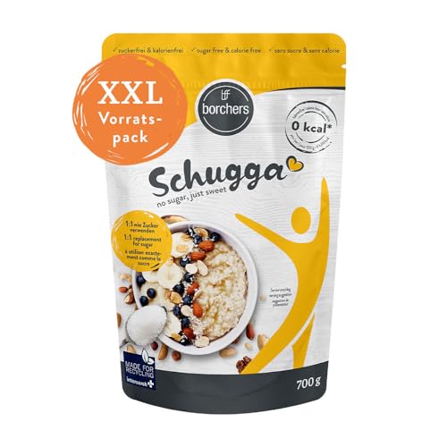 borchers Schugga 700 g | Bez cukru, jen sladké | XXL taška | Erythritol s krystalickým sladidlem sukralózy | Alternativa cukru | Sladidlo | Bez kalorií | 0,7 kg