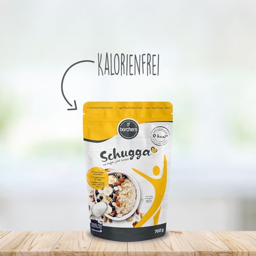 borchers Schugga 700 g | Bez cukru, jen sladké | XXL taška | Erythritol s krystalickým sladidlem sukralózy | Alternativa cukru | Sladidlo | Bez kalorií | 0,7 kg