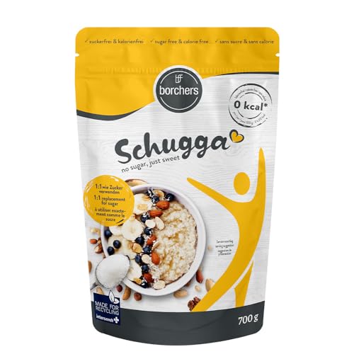 borchers Schugga 700 g | Niente zucchero, solo dolce | Borsa XXL | Eritritolo con dolcificante cristallino sucralosio | Alternativa allo zucchero | Dolcificante | Senza calorie | 0,7 kg