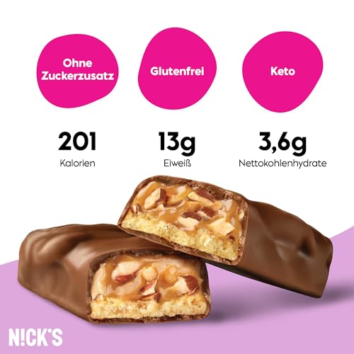 Nicks Protein Bar Mix, Keto Protein Bars Low Carb Snacks bez přidaného cukru, bez lepku | 15g protein s kolagenem (9 proteinových tyčí x 50g)