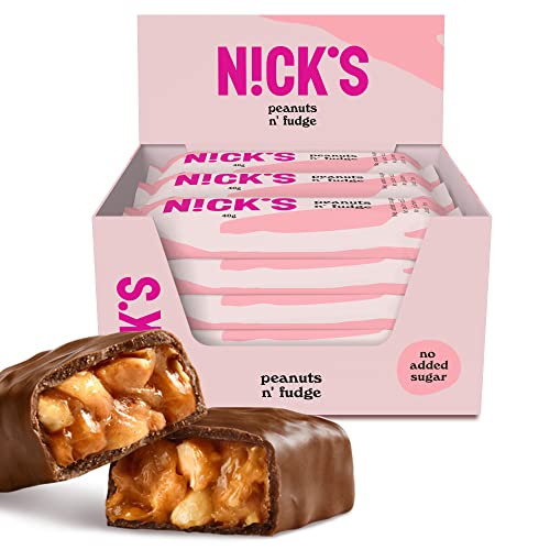 Nicks Keto Bars arašídy n Fudge, čokoládové arašídy karamelové občerstvení, 175 kalorií, 3,9 čistých sacharidů, bez přidaného cukru, bezlepkové, nízké sacharidy (15x40g)