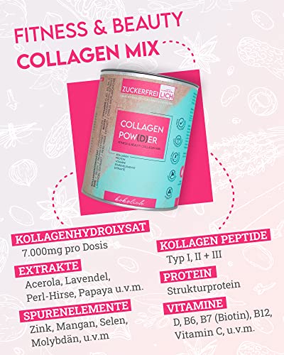 Zuckerfreilich Collagen Pulver Kokos 240G Ohne Zucker, Kollagen MIT Vitaminen, Zuckerfreies Protein und Spurerenelemenn, Hochdosiert MIT 7.000 mg Kollagenhydrolysasat Pro část