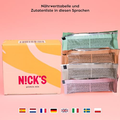 Nicks Protein Bar Mix, Keto Protein Bars Low Carb Snacks bez přidaného cukru, bez lepku | 15g protein s kolagenem (9 proteinových tyčí x 50g)