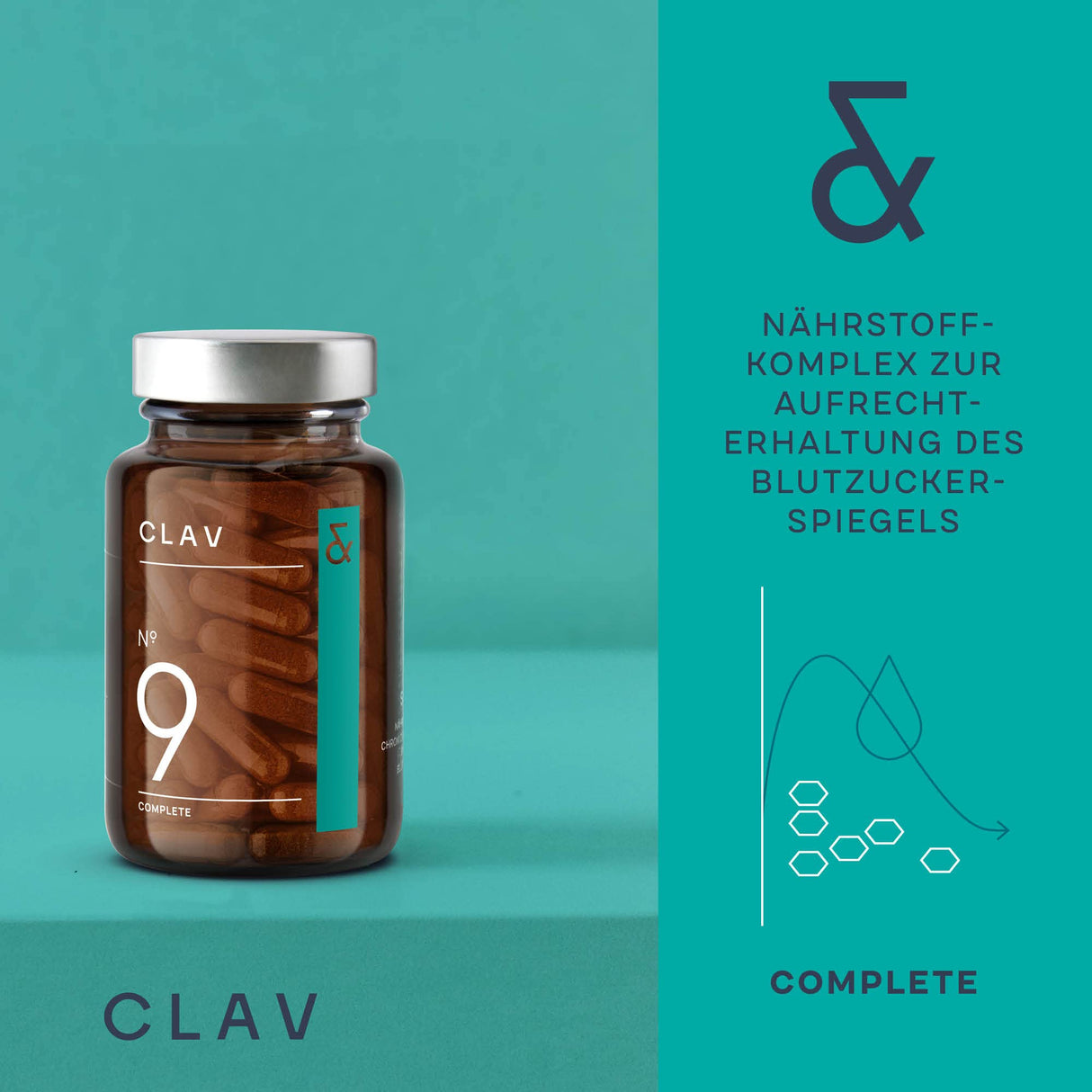 CLAV® N°9 SUGAR FIX - Kanelkapslar med 400mg kanelextrakt, 40μg krom & 10mg zink per daglig dos plus betaglukan, jambulträd och bitter melon - blodsockerbalans - 60 kapslar - vegan