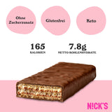 Nicks Keto Bars arašídy n Fudge, čokoládové arašídy karamelové občerstvení, 175 kalorií, 3,9 čistých sacharidů, bez přidaného cukru, bezlepkové, nízké sacharidy (15x40g)