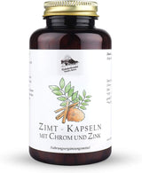 Kräuterhandel Sankt Anton - 180 Capsule de scorțișoară - 400 mg Extract de scorțișoară de scorțișoară Doză zilnică - Doză mare - Chrom - Zinc - Calitate premium germană