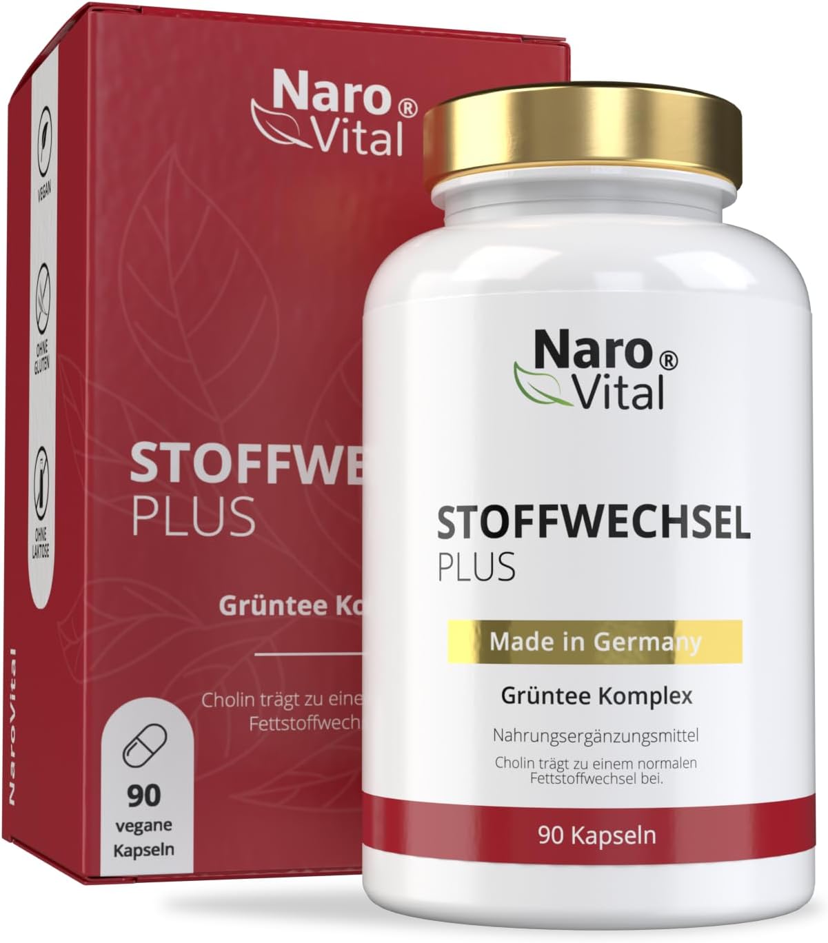 Metabolismkomplex - Mycket doserat med grönt te, grönt kaffe, bitter melon, guarana, kolin och ingefära - 90 vegansk metabolism kapslar - tabletter diet stöd i narovital metabolism plus