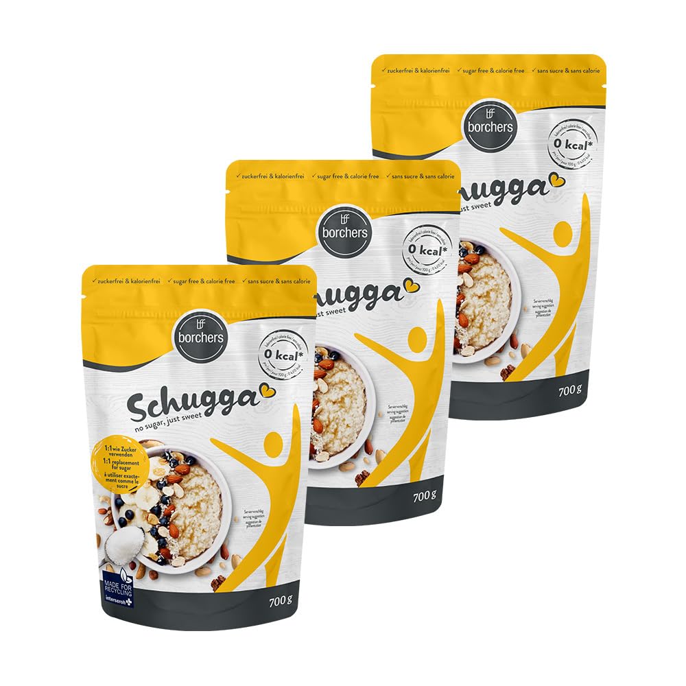 borchers Schugga 700 g | Fara zahar, doar dulce | geanta XXL | Eritritol cu ​​îndulcitor cristalin de sucraloză | Alternativa zahărului | Îndulcitor | Fără calorii | 0,7 kg