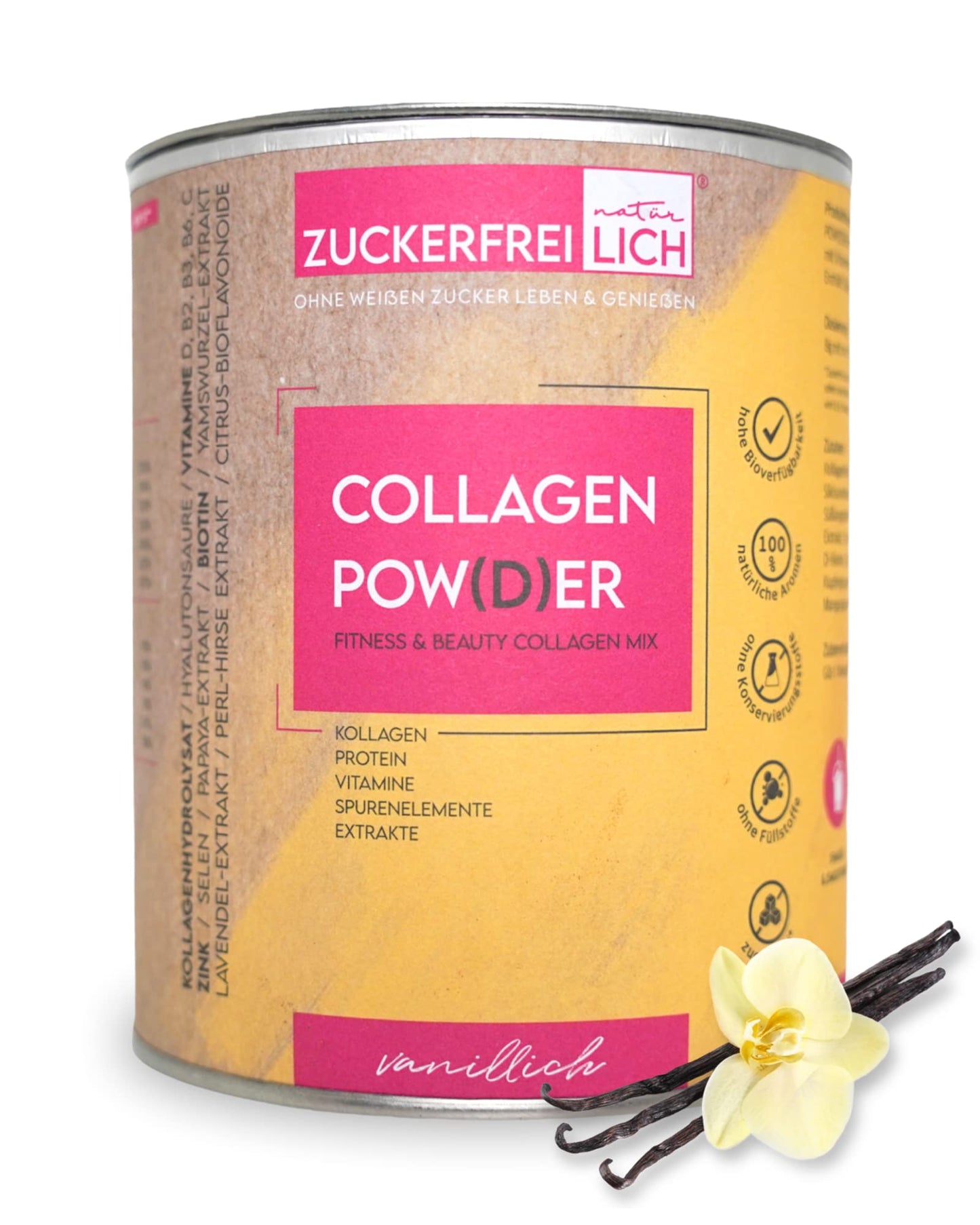 Zuckerfreilich Collagen Pulver Kokos 240G Ohne Zucker, Kollagen MIT Vitaminen, Zuckerfreies Protein und Spurerenelemenn, Hochdosiert MIT 7.000 mg Kollagenhydrolysasat Pro část