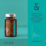 CLAV® N°9 SUGAR FIX - Kanelkapsler med 400mg kanelekstrakt, 40μg krom og 10mg sink per daglig dose pluss betaglukan, jambultre og bitter melon - blodsukkerbalanse - 60 kapsler - vegansk