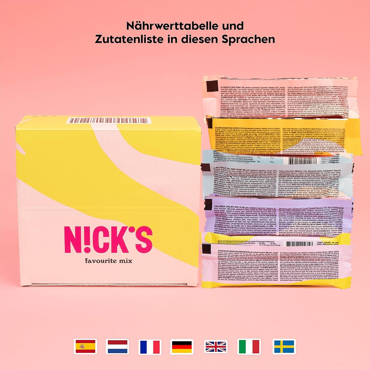 Nicks Chocolate Keto Bar Favorite se amestecă cu bare de ciocolată fără zahăr adăugat, cu gluten, dulciuri scăzute de carbohidrați (12 bare de gustări)