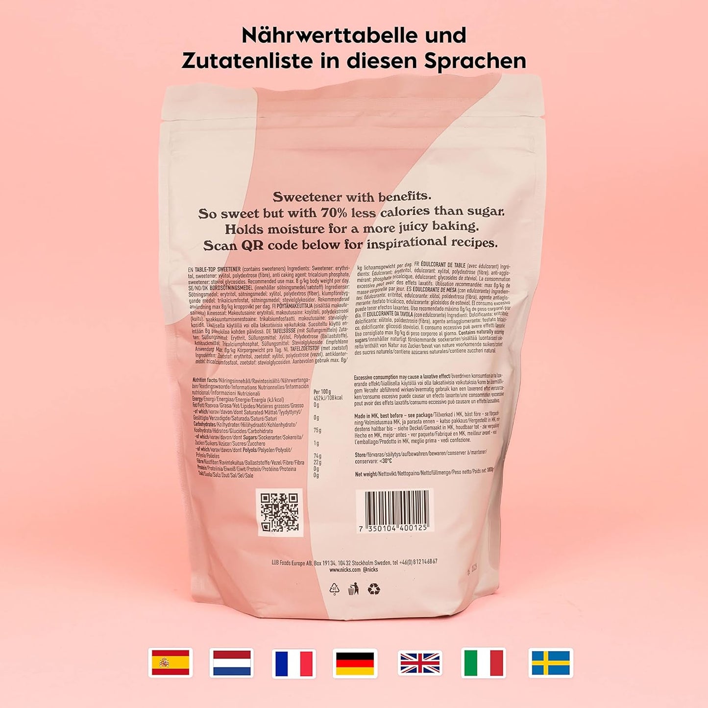 Nicks se používají jako cukr, nízkokalorická náhrada cukru, perfektní nízko-sacharidy na sladidlo pečení xylitolu, erythritolu, stevie a polydextózy | Keto | Vegan (1 kg)