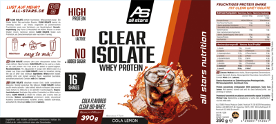 All Stars Clear Isolate Cola 390g
