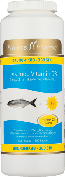 Fitness Pharma Fiskeolie+D3 Vitamin 300 STK