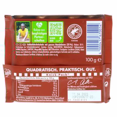 Ritter Sport Mælk m hel nød 100g
