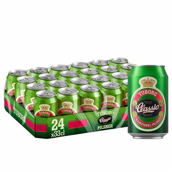 Tuborg Classic Pilsner - 4,6% bere, 24x33cl CAN